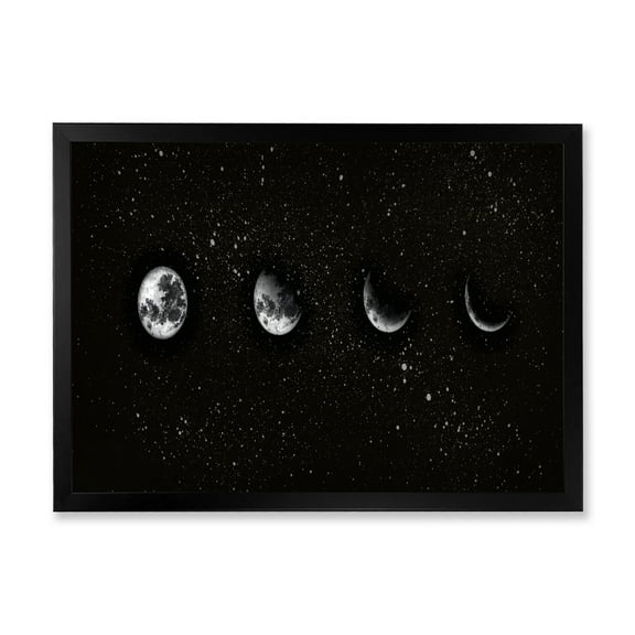Designart 'The Night Sky With Moon Phases' Modern Framed Art Print