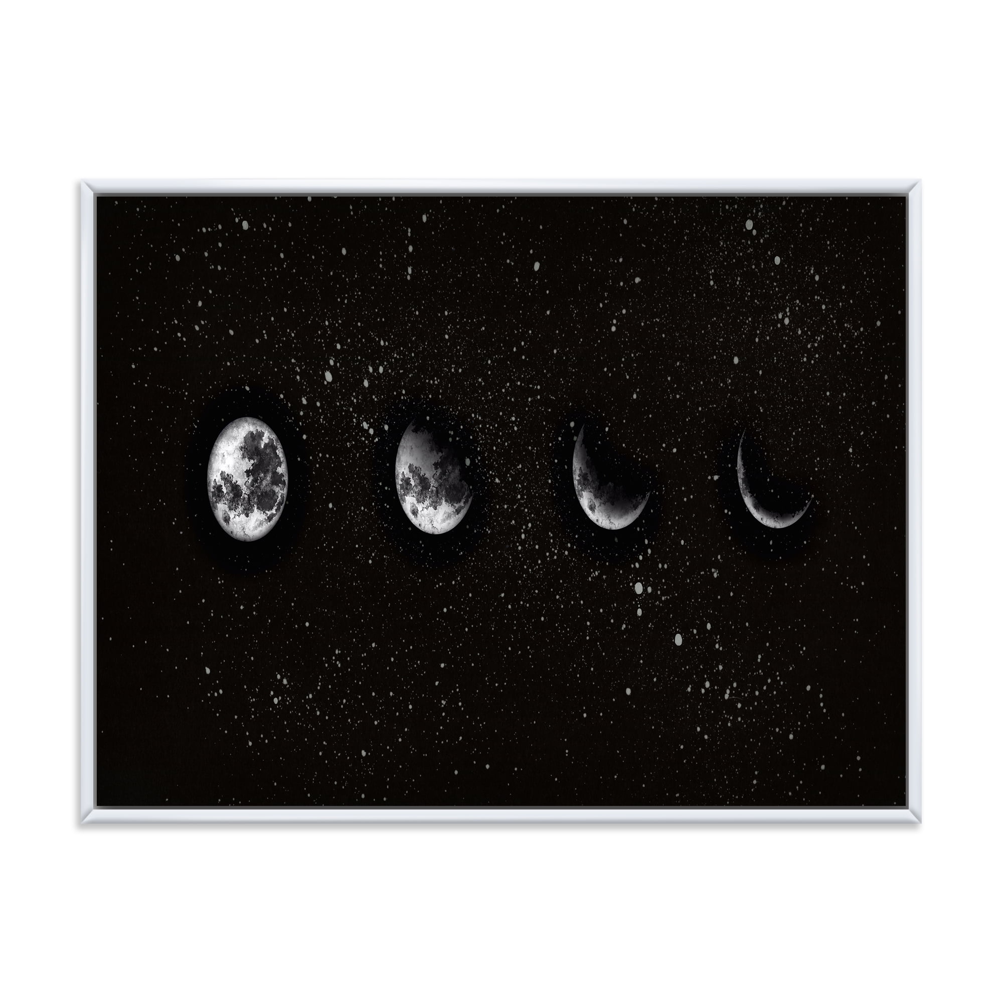 Designart 'The Night Sky With Moon Phases' Modern Framed Canvas Wall Art Print