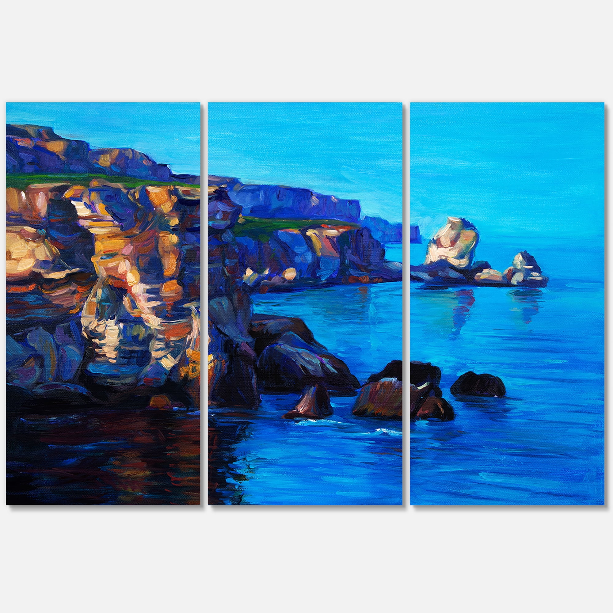 Designart ' The Ocean By Cliffs In The Evening Glow ' Nautical & Coastal Canvas Wall Art Print