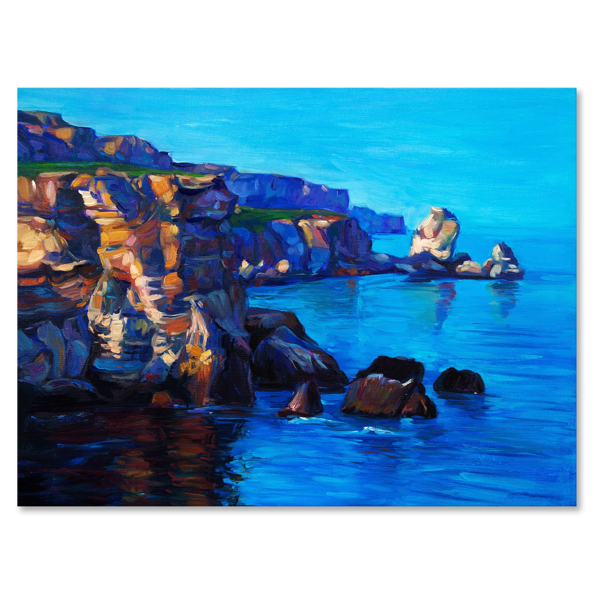 Designart ' The Ocean By Cliffs In The Evening Glow ' Nautical & Coastal Canvas Wall Art Print