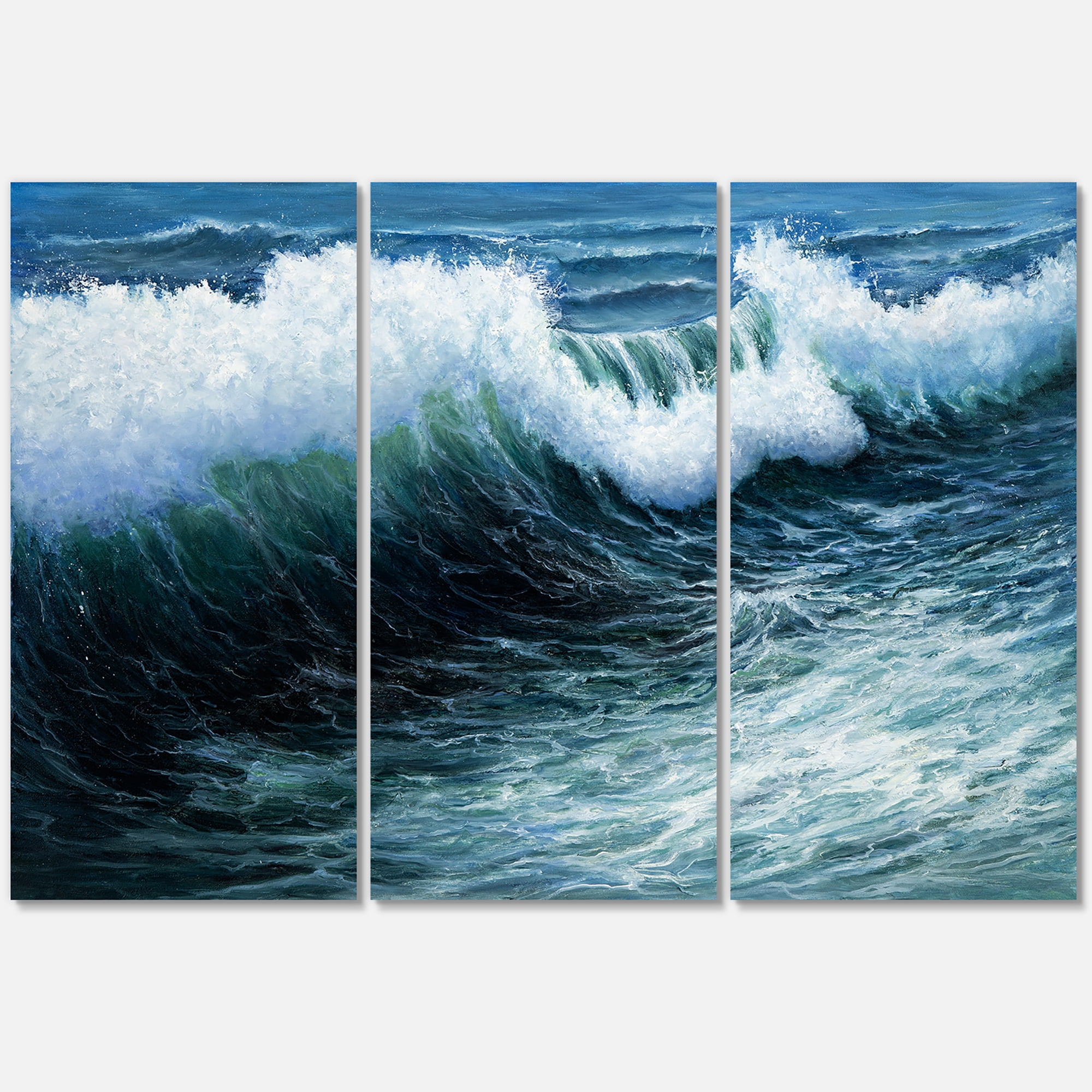 Designart ' The Ocean With Storm Waves ' Nautical & Coastal Canvas Wall Art Print