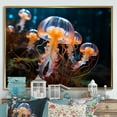 thumbnail image 1 of Designart "The Ocean s Glow Illuminated by Jellyfish II" Animals Floater Framed Canvas Wall Art, 1 of 7