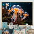 thumbnail image 1 of Designart "The Ocean s Glow Illuminated by Jellyfish II" Animals Floater Framed Canvas Wall Art, 1 of 7