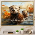 thumbnail image 1 of Designart "The Odyssey of Brown Otters" Animals Floater Framed Wall Art Print, 1 of 7