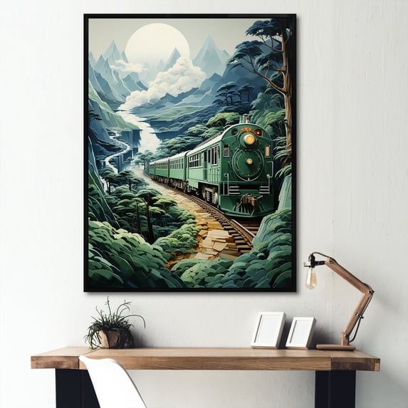 Designart "The Opulent Tranquility Of A Train Journey" Factories Floater Framed Wall Decor