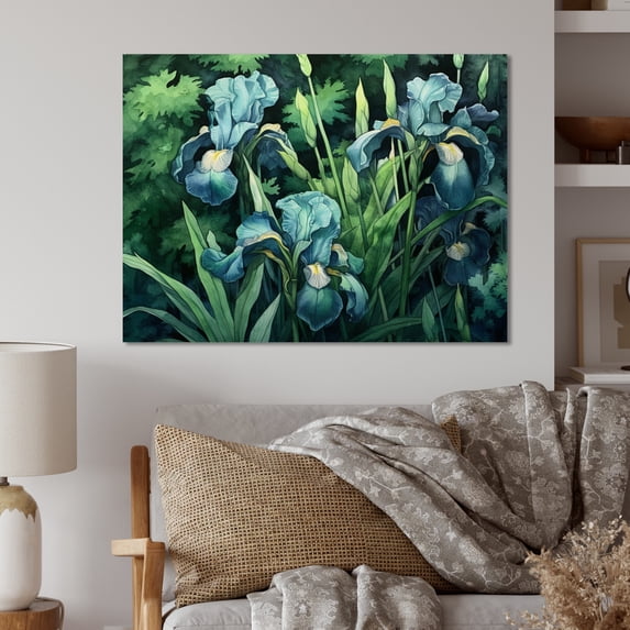 Designart "The Petal of Green Irises II" Floral Metal Art Print