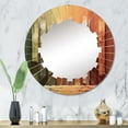 thumbnail image 1 of Designart "The Pillars Islam wall decor I" Islamic Round Wall Mirror - Spiritual Oval Printed Decorative Oversized Mirror - Multiple Color Options, 1 of 4