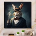 thumbnail image 1 of Designart "The Rabbit London Mob I" Animals Framed Wall Art - Grey Rabbit Gangster Mafia Living Room Framed Canvas Art, 1 of 6