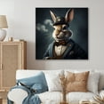thumbnail image 1 of Designart "The Rabbit London Mob II" Animals Wall Art - Modern Grey Rabbit Gangster Mafia Entryway Wall Art, 1 of 6