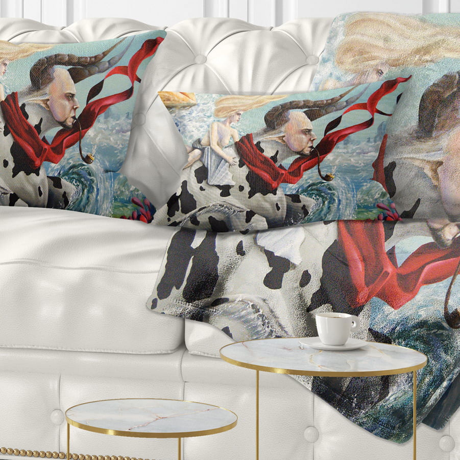 Designart The Rape of Europe - Abstract Throw Pillow - 12x20