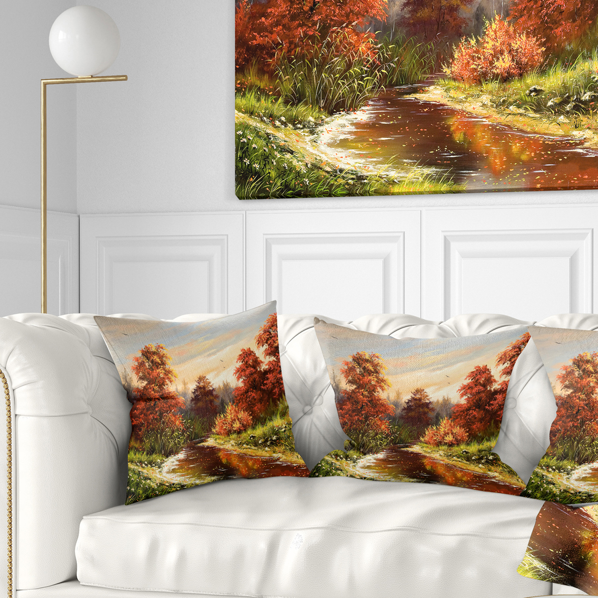 Designart The Red River - Landscape Printed Throw Pillow - 18x18