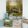 thumbnail image 1 of Designart 'The River In Silent Green Nature Through Birches' Traditional Print on Natural Pine Wood, 1 of 1