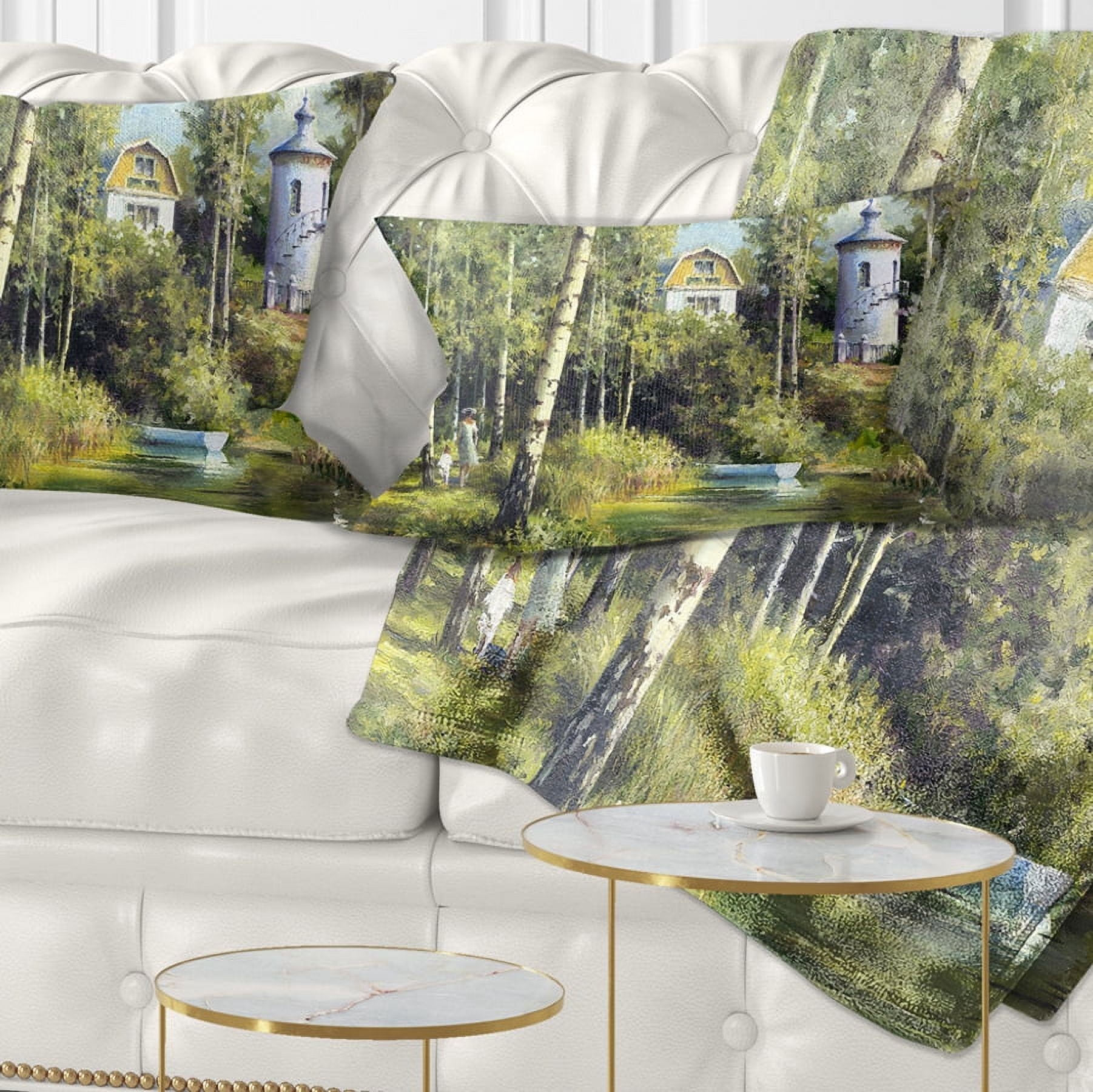 Designart The River in the Spring - Landscape Printed Throw Pillow - 12x20