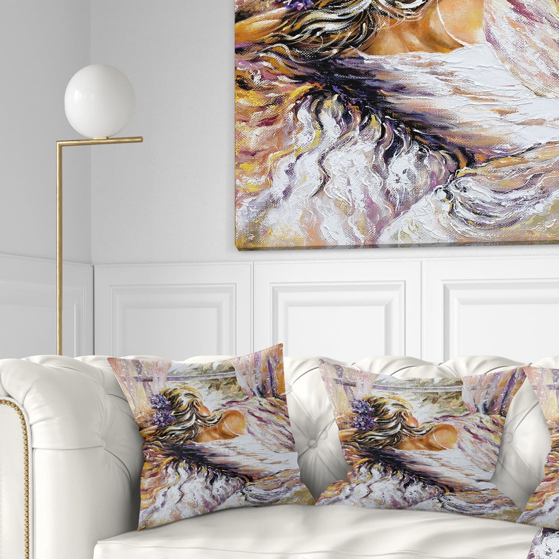 Designart The River over the Girl - Abstract Throw Pillow - 18x18