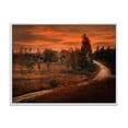 thumbnail image 1 of Designart 'The Road By The Farm In Dark Pink Sunset' Farmhouse Framed Canvas Wall Art Print, 1 of 5