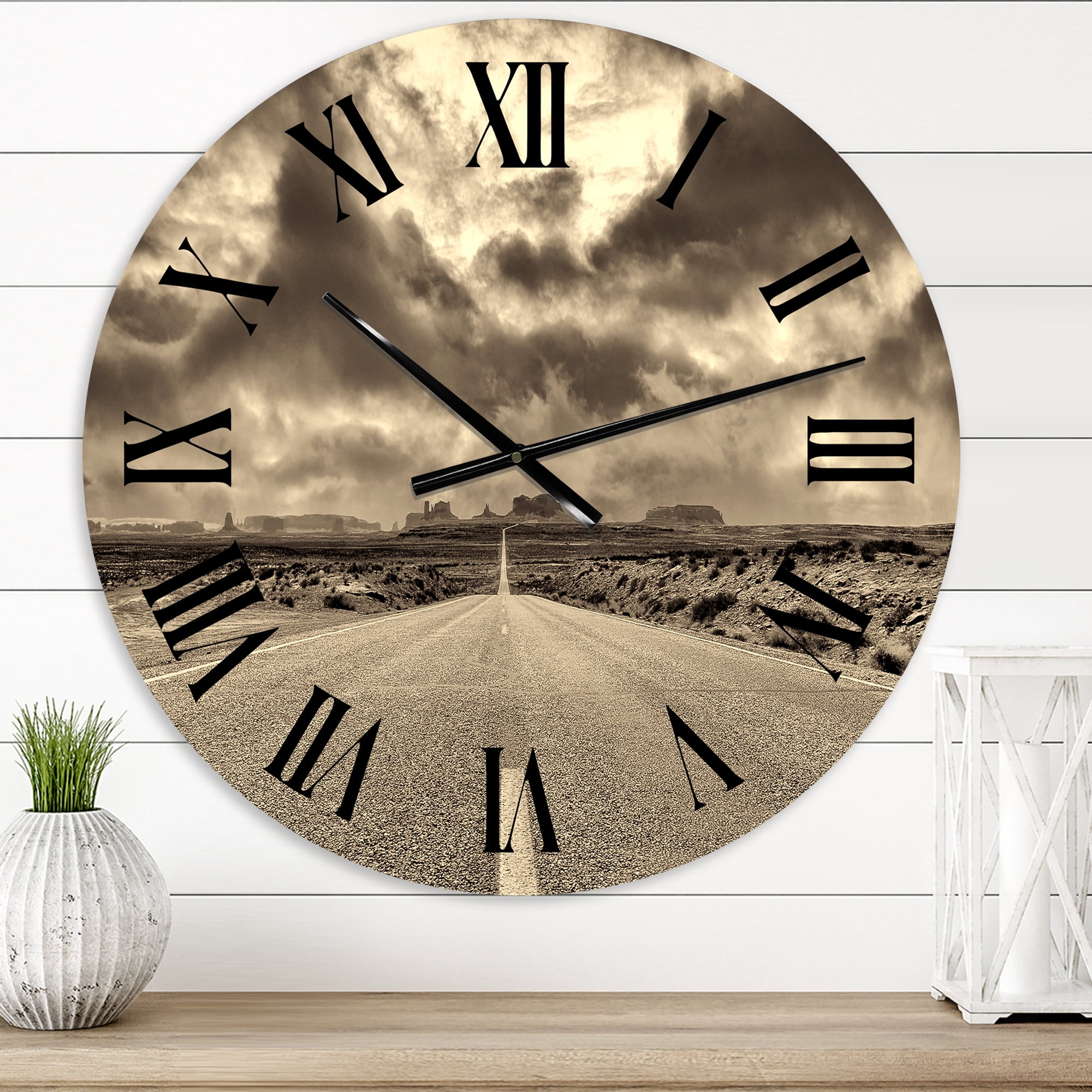 Designart 'The Road To Monument Valley' Traditional Wall Clock