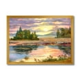 thumbnail image 1 of Designart 'The Rural Lake In Sunset Evening I' Traditional Framed Art Print, 1 of 4
