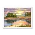 thumbnail image 1 of Designart 'The Rural Lake In Sunset Evening I' Traditional Framed Art Print, 1 of 4