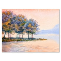 Designart ' The Rural Lake In Sunset Evening II ' Traditional Canvas Wall Art Print