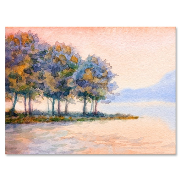 Designart ' The Rural Lake In Sunset Evening II ' Traditional Canvas Wall Art Print