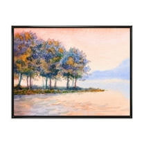 Designart 'The Rural Lake In Sunset Evening II' Traditional Framed Canvas Wall Art Print