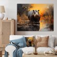 thumbnail image 1 of Designart "The Savanna King Hippo III" Animals Wall Art - Modern Black Hippopotamus Entryway Wall Art, 1 of 4