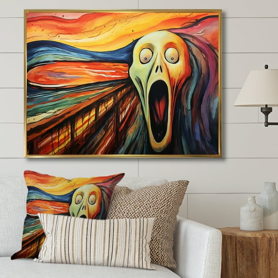 Designart "The Scream by Edvard An Iconic Masterpiece I" Masterpiece Floater Framed Wall Decor