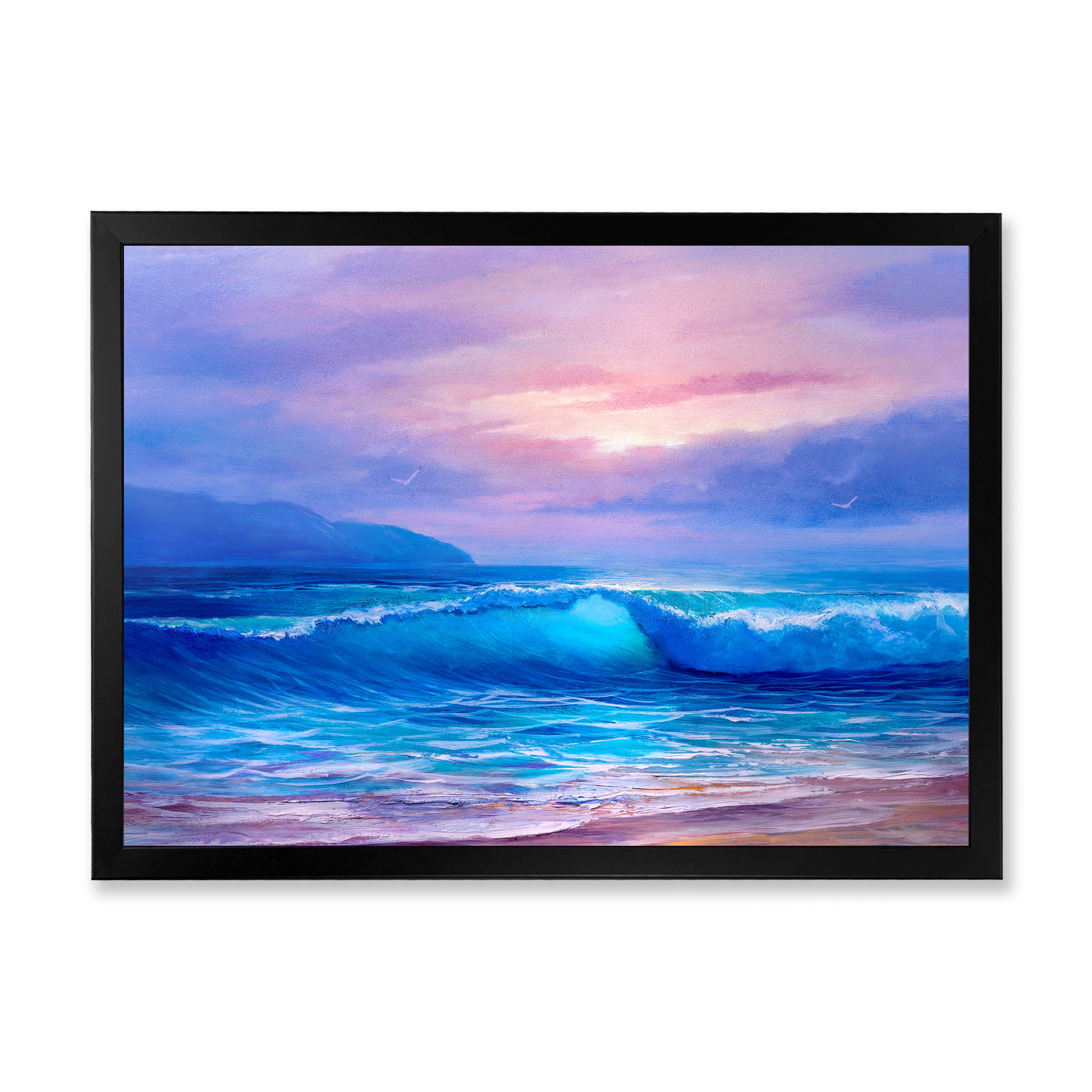 Designart 'The Sea By The Beach With Golden Sunset' Nautical & Coastal Framed Art Print