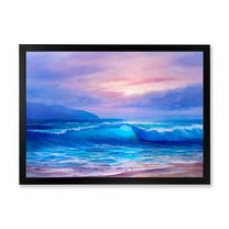 Designart 'The Sea By The Beach With Golden Sunset' Nautical & Coastal Framed Art Print