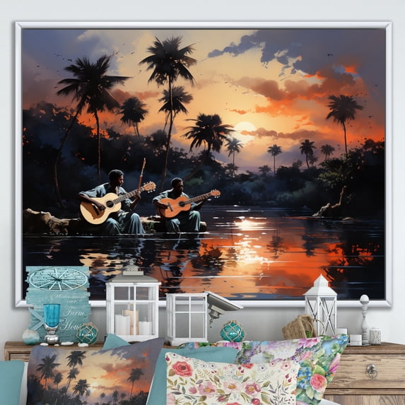 Designart "The Serenading African Wall art I" African Floater Framed Wall Art Print