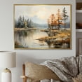thumbnail image 1 of Designart "The Serenity Of Lakeside Fall Foliage II" Landscape Lake River Floater Framed Wall Art Prints, 1 of 5