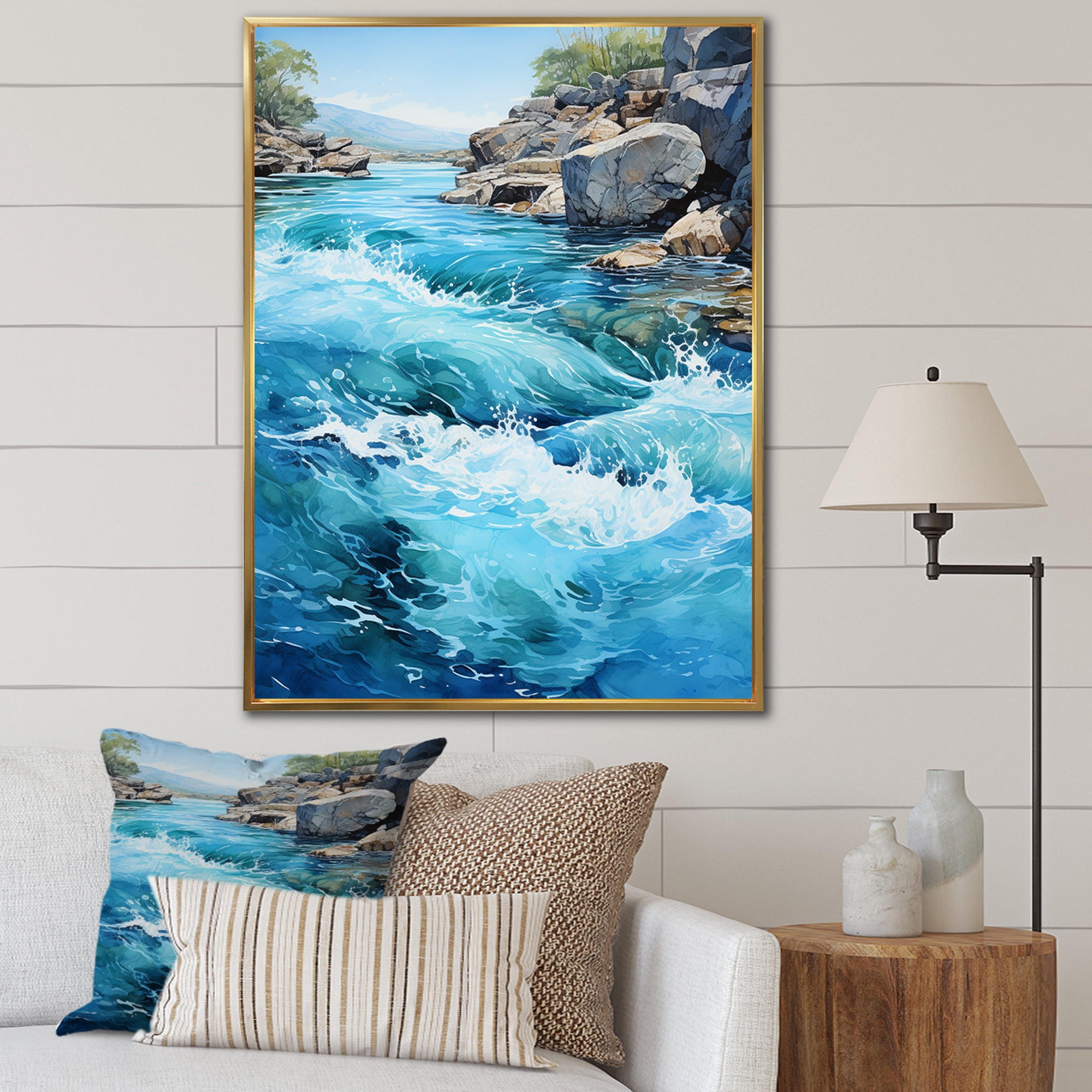 Designart "The Serenity of Flowing River Waters" Landscape & Nature ...