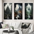 thumbnail image 1 of Designart "The Silent Majesty of the Pyramid" Cityscapes Framed Wall Art Set Of 3 - Grey Egypt Frame Gallery Set For Office Decor, 1 of 7