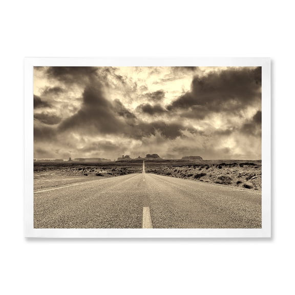 Designart 'The Straight Road To Monument Valley' Traditional Framed Art Print