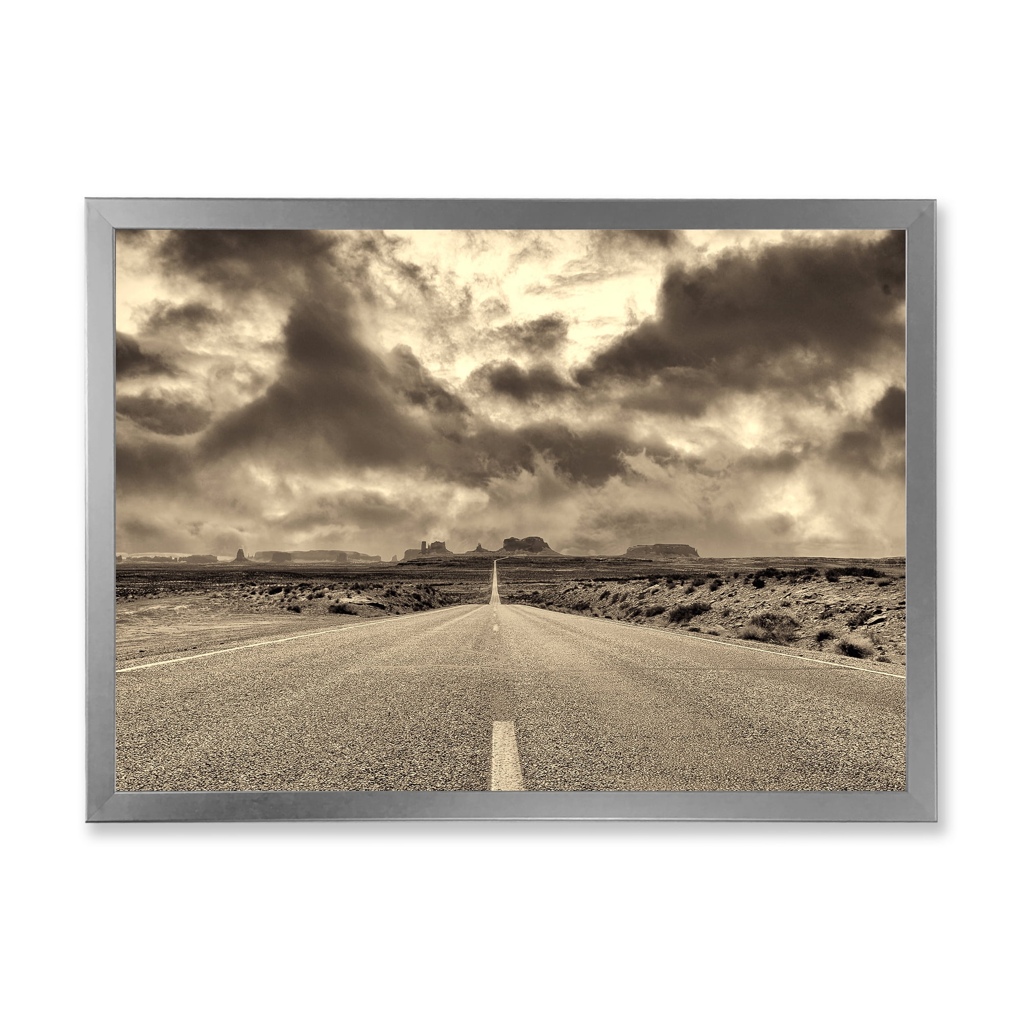 Designart 'The Straight Road To Monument Valley' Traditional Framed Art Print