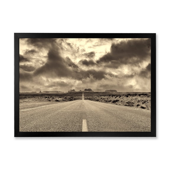 Designart 'The Straight Road To Monument Valley' Traditional Framed Art Print