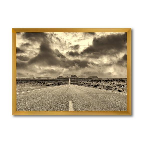 Designart 'The Straight Road To Monument Valley' Traditional Framed Art Print