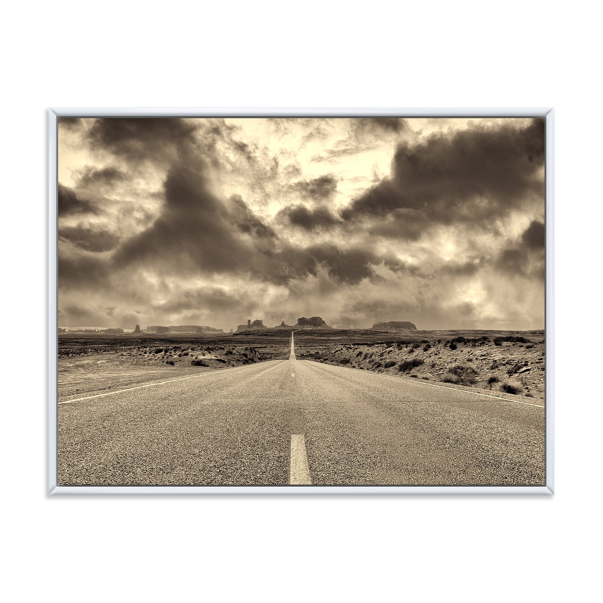Designart 'The Straight Road To Monument Valley' Traditional Framed Canvas Wall Art Print