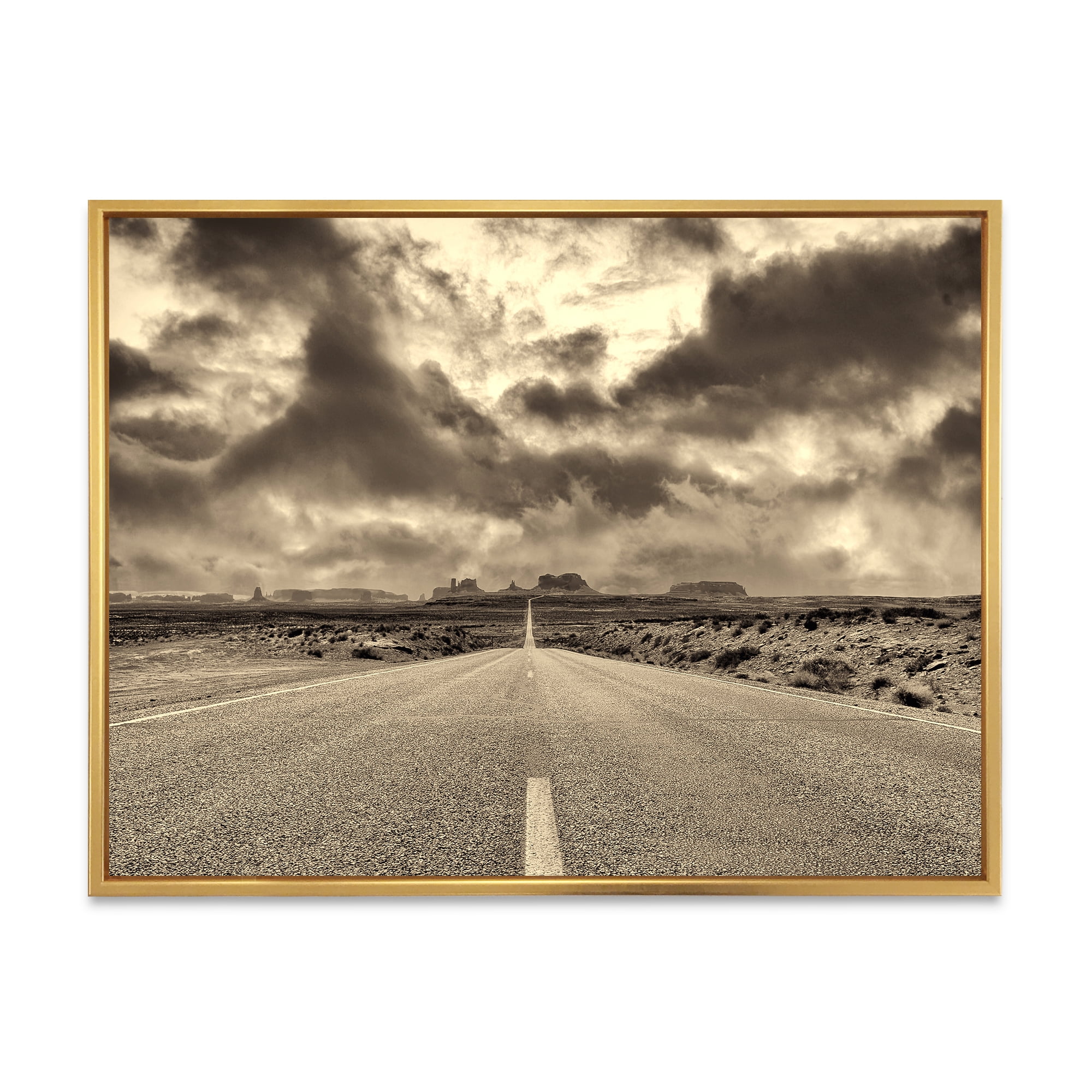 Designart 'The Straight Road To Monument Valley' Traditional Framed Canvas Wall Art Print
