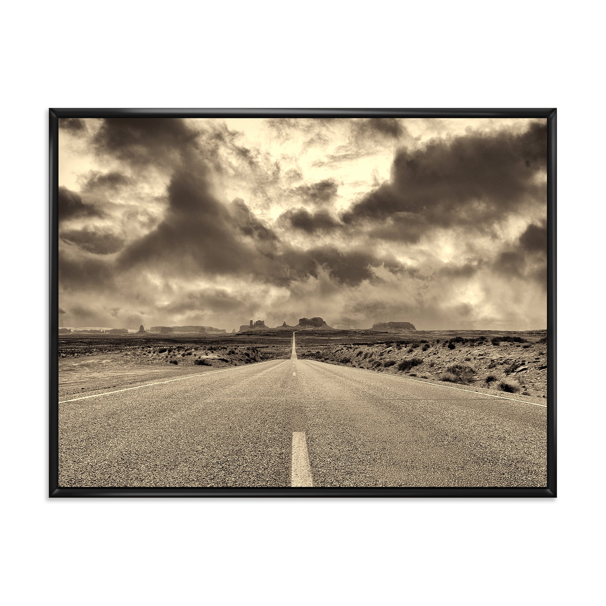 Designart 'The Straight Road To Monument Valley' Traditional Framed Canvas Wall Art Print