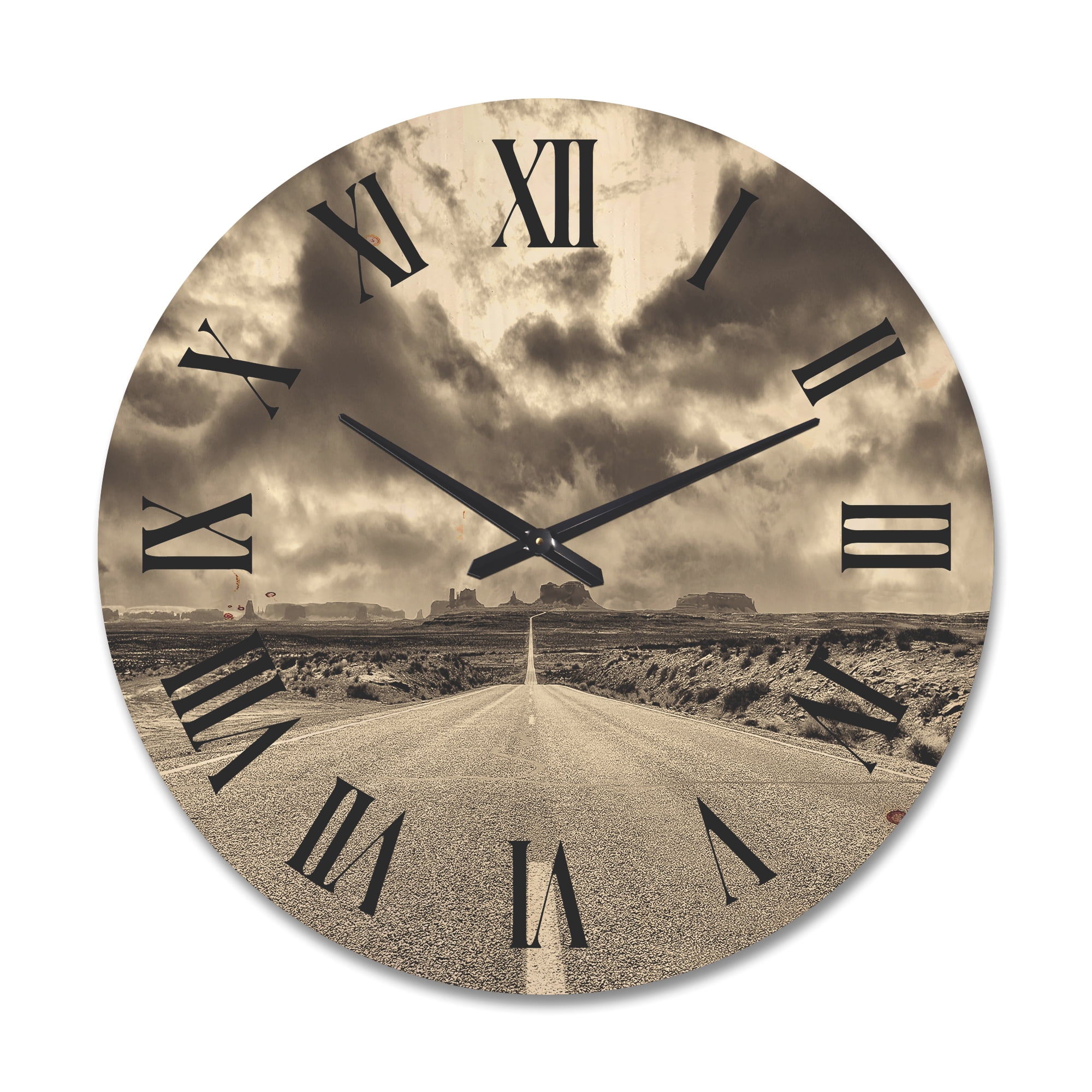 Designart 'The Straight Road To Monument Valley' Traditional Wood Wall Clock