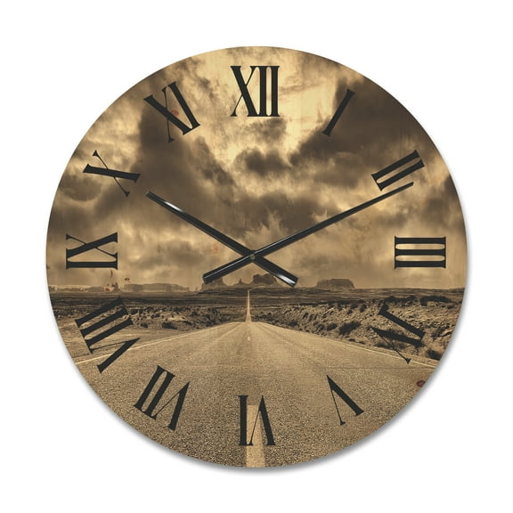 Designart 'The Straight Road To Monument Valley' Traditional Wood Wall Clock