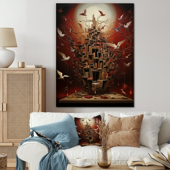 Designart "The Surreal Library Of The Mind" Surrealism Wall Art Prints