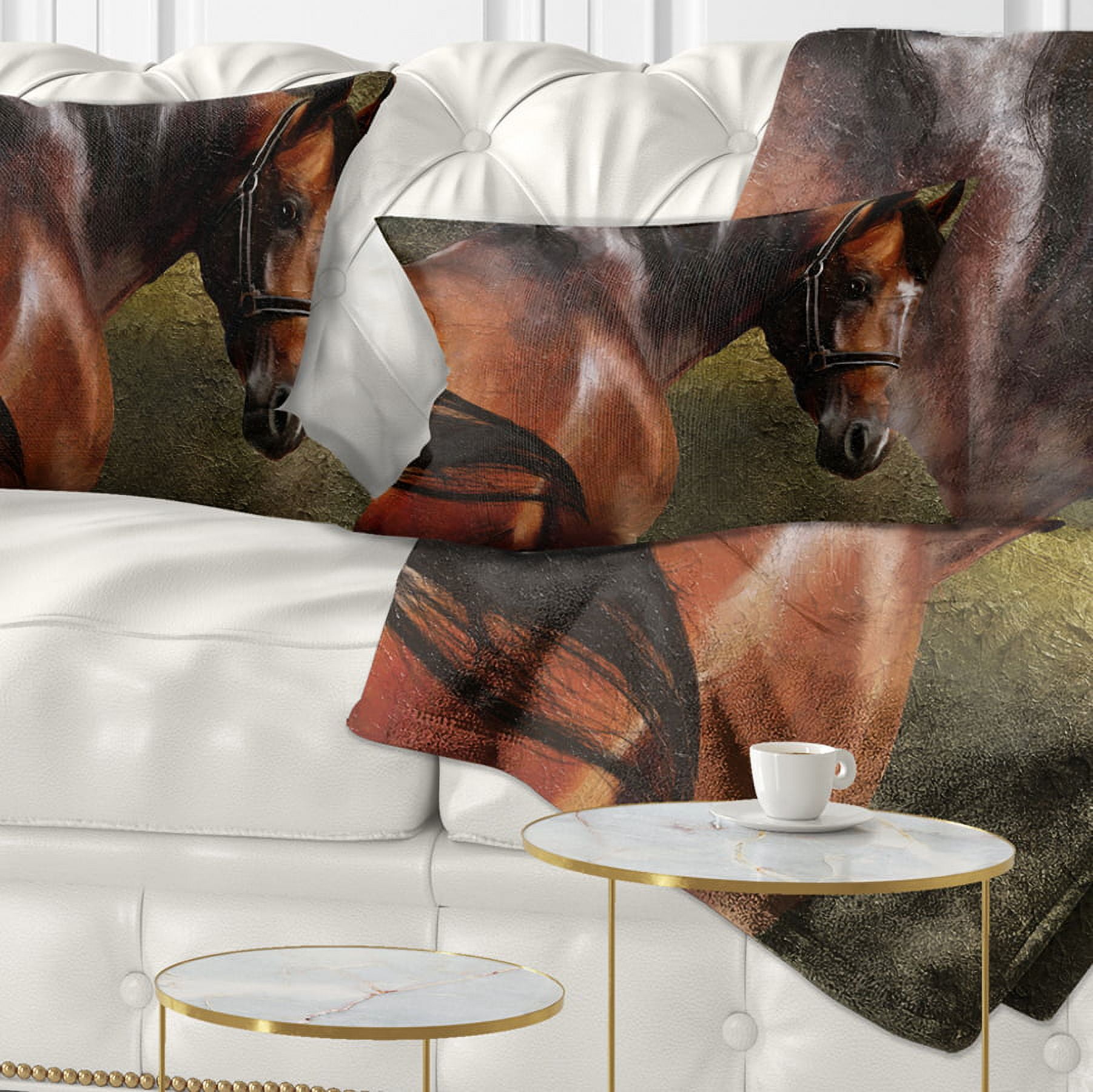 Designart The Thoroughbred - Animal Throw Pillow - 12x20