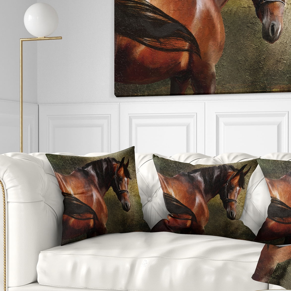 Designart The Thoroughbred - Animal Throw Pillow - 16x16