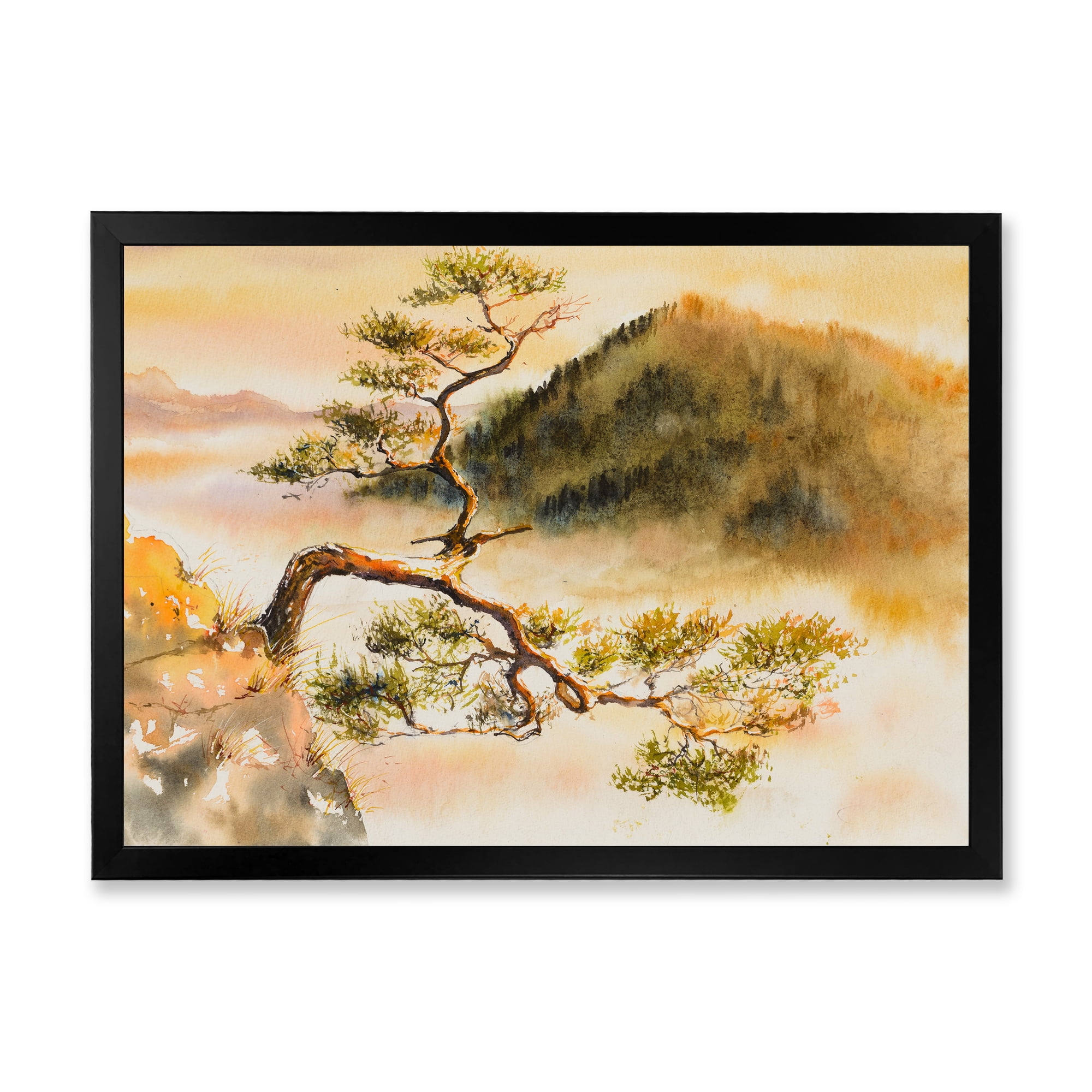 Designart 'The Top of Sokolica Peak With Curved Pine Tree' Traditional Framed Art Print