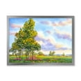 thumbnail image 1 of Designart 'The Trees In The Evening Landscape Field ' Traditional Framed Art Print, 1 of 4