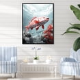 thumbnail image 1 of Designart "The Underwater Monochrome Dance Of Pink And Grey Fish II" Coastal Coral Under Water Floater Framed Wall Art Living Room, 1 of 5