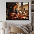 thumbnail image 1 of Designart "The Weaver Coral and Beige Mexican Art" Mexican Art Floater Framed Canvas Print, 1 of 7