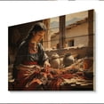 thumbnail image 1 of Designart "The Weaver Coral and Beige Mexican Art" Mexican Art Print on Natural Pine Wood, 1 of 5